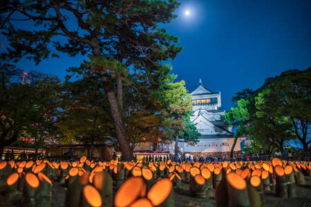Autumn Event Ogura Castle Bamboo Lightのeditorial素材