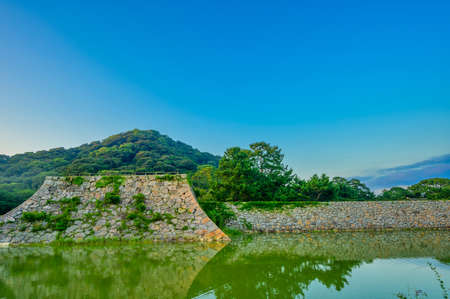 Hagi Castle ruins at dusk, historically famousの写真素材