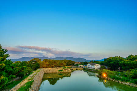 Hagi Castle ruins at dusk, historically famousのeditorial素材