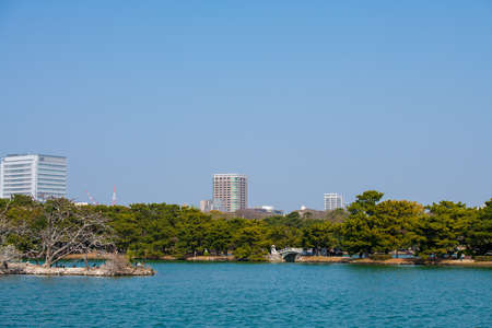 Urban Oasis Spring Ohori Park Fukuoka, Japanの写真素材