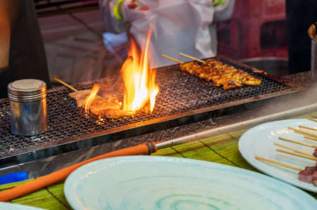Skewers at street vendorsの写真素材