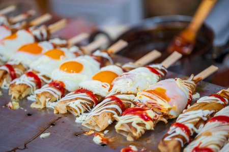 Chopstick roll in a street stall