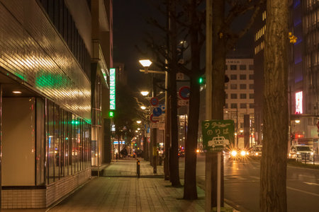 National highway at nightの写真素材