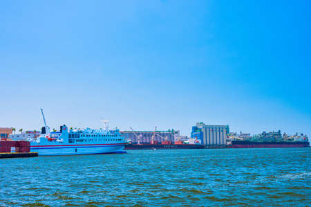 June 22, 2020 Hakata Ward, Fukuoka City, Japan A view of Hakata Bayside Place Hakata, a tourist destination at Hakata Port in Hakata Bay with a refreshing summer skyのeditorial素材