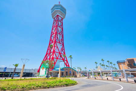 June 22, 2020 Hakata Ward, Fukuoka City, Japan A view of Hakata Port Turwar in the Hakata Bayside area, a tourist destination of Hakata Port in Hakata Bayのeditorial素材