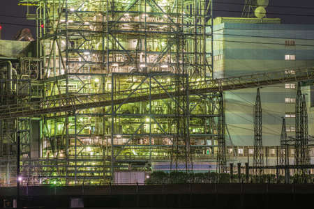 Night view of a beautiful factory in kitakyushu industrial zoneの写真素材