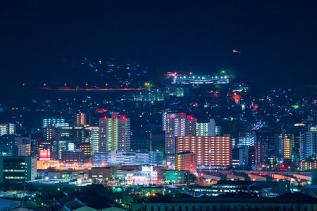 Night view of Yawata Ward, Kitakyushu Cityのeditorial素材