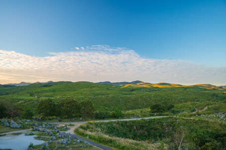 Akiyoshidai Sunset (Yamaguchi)の写真素材