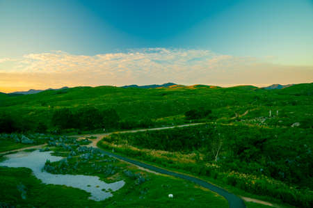 Akiyoshidai Sunset (Yamaguchi)の写真素材