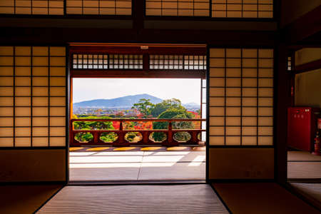 Mohri Garden in autumn seen from the main residence of the former Choshu Domain Lord Mohri family in Hofu City, Yamaguchi Prefecture, Japan, photographed on November 17, 2021のeditorial素材
