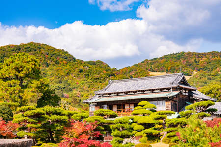 Autumn sunny Japanese garden of the former Choshu Domain lord Mohri family in Hofu City, Yamaguchi Prefecture, Japan photographed on November 17, 2021のeditorial素材