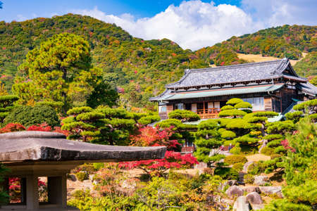 Autumn garden of the former Choshu Domain lord Mohri family in Hofu City, Yamaguchi Prefecture, Japan photographed on November 17, 2021のeditorial素材