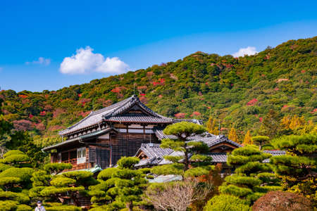 Autumn garden of the former Choshu Domain lord Mohri family in Hofu City, Yamaguchi Prefecture, Japan photographed on November 17, 2021のeditorial素材