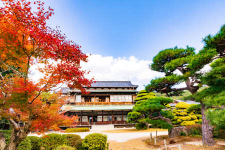 Autumn garden of the former Choshu Domain lord Mohri family in Hofu City, Yamaguchi Prefecture, Japanのeditorial素材