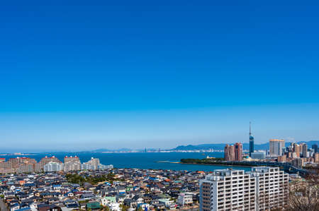 Fukuoka City cityscape from Fukuoka City Atago Shrineの写真素材