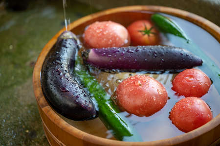 Summer vegetables chilled in hot summerの写真素材