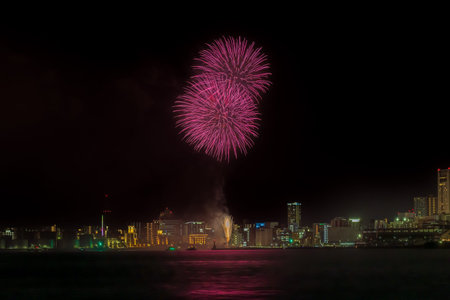 August 5, 2022 Japan Beautiful launch fireworks display of the WashÅi Million Summer Festival Eve...
