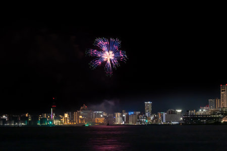 August 5, 2022 Japan Beautiful launch fireworks display of the WashÅi Million Summer Festival Eve Festival held in Kitakyushu, Fukuoka Prefectureの写真素材