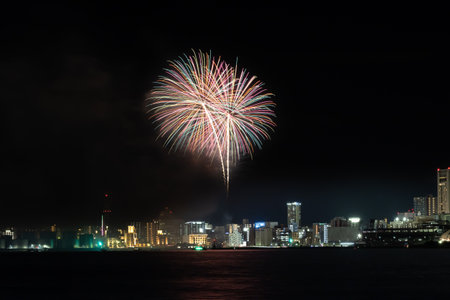 August 5, 2022 Japan Beautiful launch fireworks display of the WashÅi Million Summer Festival Eve Festival held in Kitakyushu, Fukuoka Prefectureの写真素材