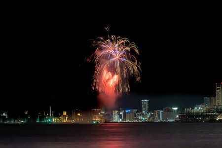 August 5, 2022 Japan Beautiful launch fireworks display of the WashÅi Million Summer Festival Eve Festival held in Kitakyushu, Fukuoka Prefectureの写真素材
