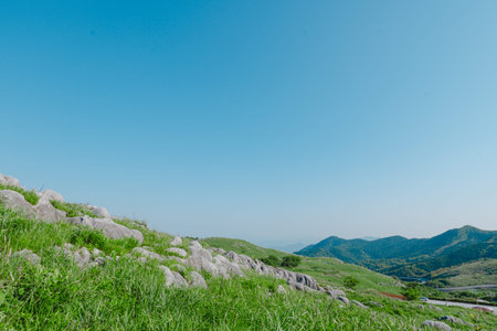 Mountain landscape with blue sky at Doi Inthanon National Park, Chiang Mai, Thailand.