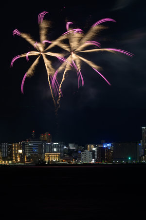 July 2023 Japanese summer festival beautiful fireworksの写真素材