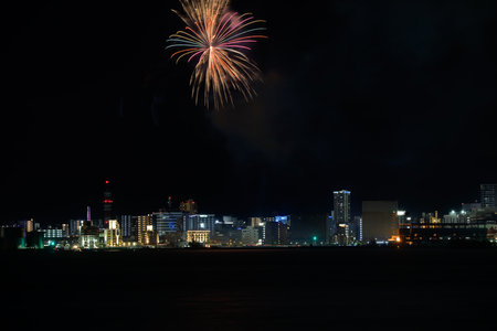 July 2023 Japanese summer festival beautiful fireworksの写真素材
