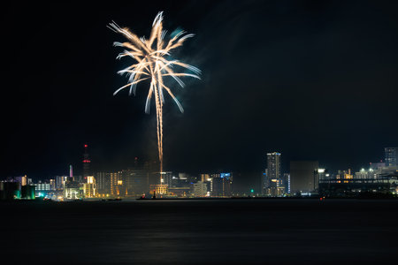 July 2023 Japanese summer festival beautiful fireworksの写真素材