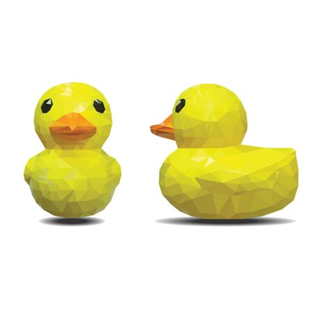 2 side of Low poly rubber yellow duck vector illustrationのイラスト素材