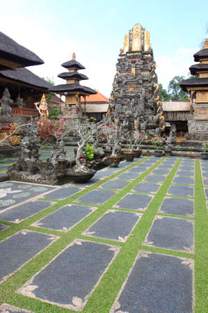 Beautiful Hindu Temple Pura TamanSaraswati in Ubud Bali Indonesiaの写真素材