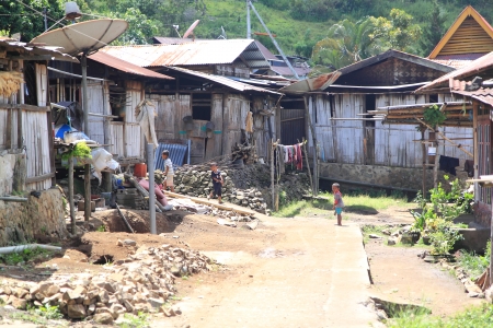 Flores Indonesia - April 30,2013, Local children playing in the back street in Moni village,Flores Indonesiaのeditorial素材
