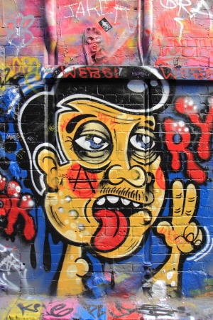 Melbourne Australia- January 26,2014  Colorful street art in famous Hoiser Lane Melbourne のeditorial素材