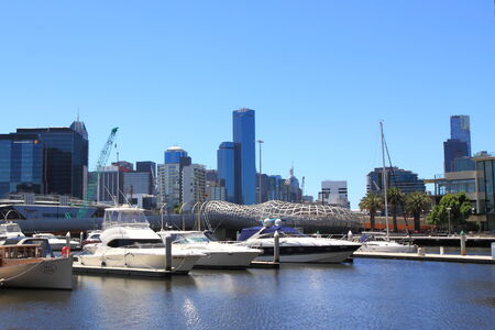 Melbourne Australia - January 26 2014 Docklands Harbour and Webb bridge のeditorial素材