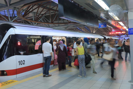 Kuala Lumpur Malaysia - 30 May, 2014  Tourists and local people commute at LRT KL Sentral station in...