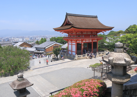 Kyoto Japan - 1 June, 2014  Famous Kiyomizu Dera temple front gate and Kyoto city view in Kyoto Japan  のeditorial素材