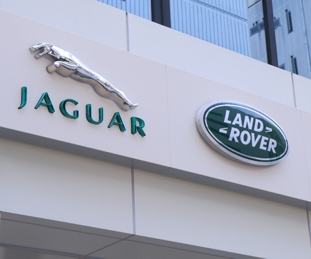 Kobe Japan - 2 June, 2014 Jaguar Land Rover company logo   のeditorial素材