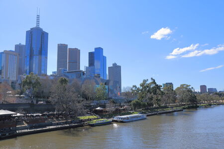 Melbourne Australia - August 23, 2014: Melbourne skyline and Yarra river  のeditorial素材