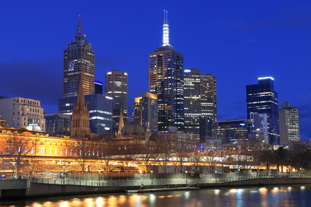 Melbourne Australia - August 23, 2014: Melbourne skyline night のeditorial素材