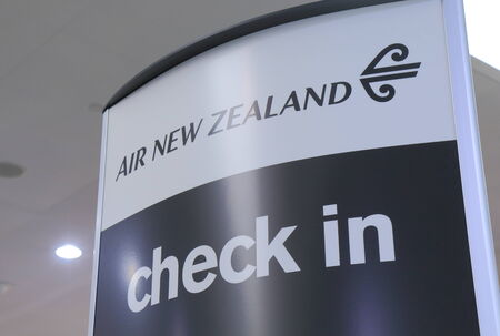 Melbourne Australia - September 13, 2014: Air New Zealand check in counter at Melbourne Airportのeditorial素材