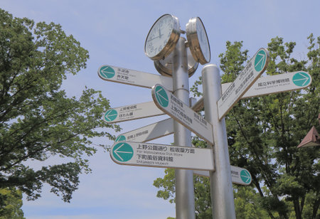 Tokyo Japan - May 22, 2015: Ueno Park information sign in Ueno Tokyo.