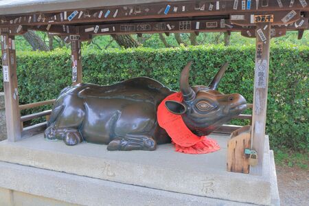 Kyoto Japan - May 6, 2015: Bull statue in Kitano Tenmangu shrine in Kyoto.のeditorial素材
