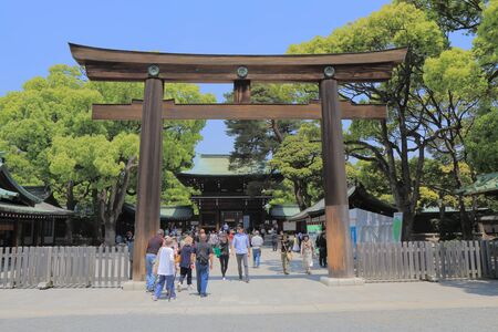 Tokyo Japan - May 8, 2015: People visit Meiji shrine in Tokyo Japan.のeditorial素材