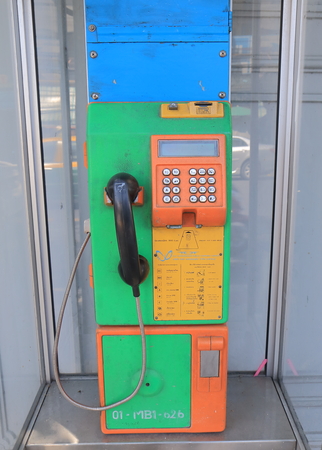 Bangkok Thailand - April 21, 2015: TOT public pay phone in Bangkok.のeditorial素材
