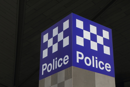 Melbourne Australia - August 22, 2015: Australian Police station sign.のeditorial素材