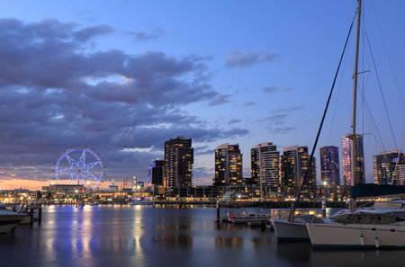 Melbourne Docklands sunset cityscape