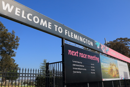 Melbourne Australia - September 19, 2015: Flemington race course displays horse race schedules in Melbourne Australia.のeditorial素材