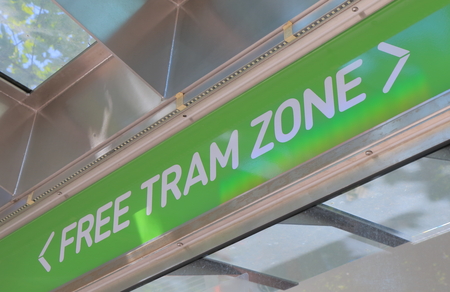 Melbourne Australia - December 5, 2015: Free Tram zone in Melbourne - Tram ride in the CBD Melbourne is free of charge as of 2015.のeditorial素材