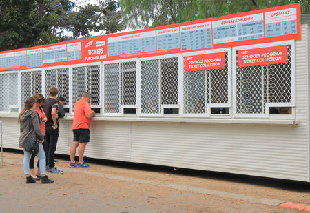 Melbourne Australia - March 18, 2016: People buy tickets for Formula 1 Grand Prix at Albert Park Melbourne.
