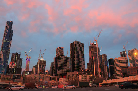 Melbourne Australia - July 17,2016: Melbourne cityscape and residential building development