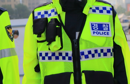 Seoul South Korea  October 19, 2016: South Korean police officer uniform.のeditorial素材